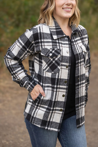 Norah Plaid Shacket - Ivory and Black