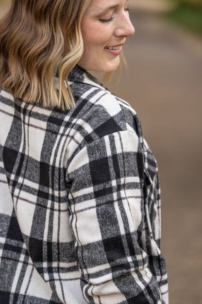 Norah Plaid Shacket - Ivory and Black