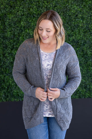 IN STOCK Open Knit Cardigan - Grey