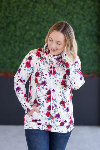 IN STOCK Soft Funnel Neck - Burgundy Bloom FINAL SALE