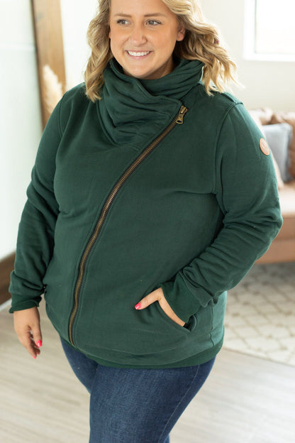 Quinn ZipUp Cowl - Evergreen | Women's Hoodie