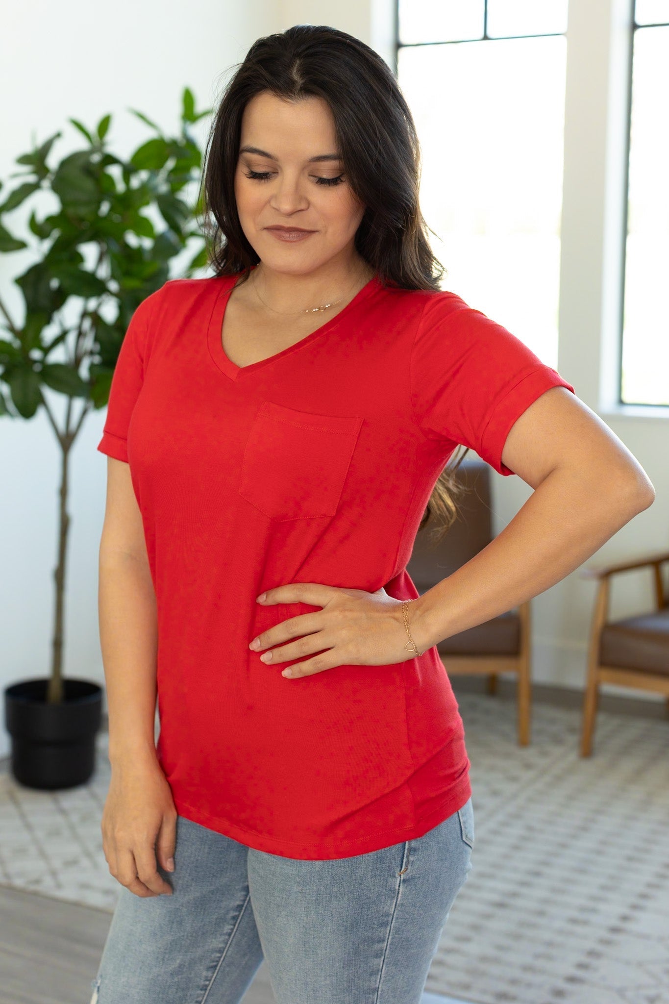 Sophie Pocket Tee - Red | Women's Short Sleeve