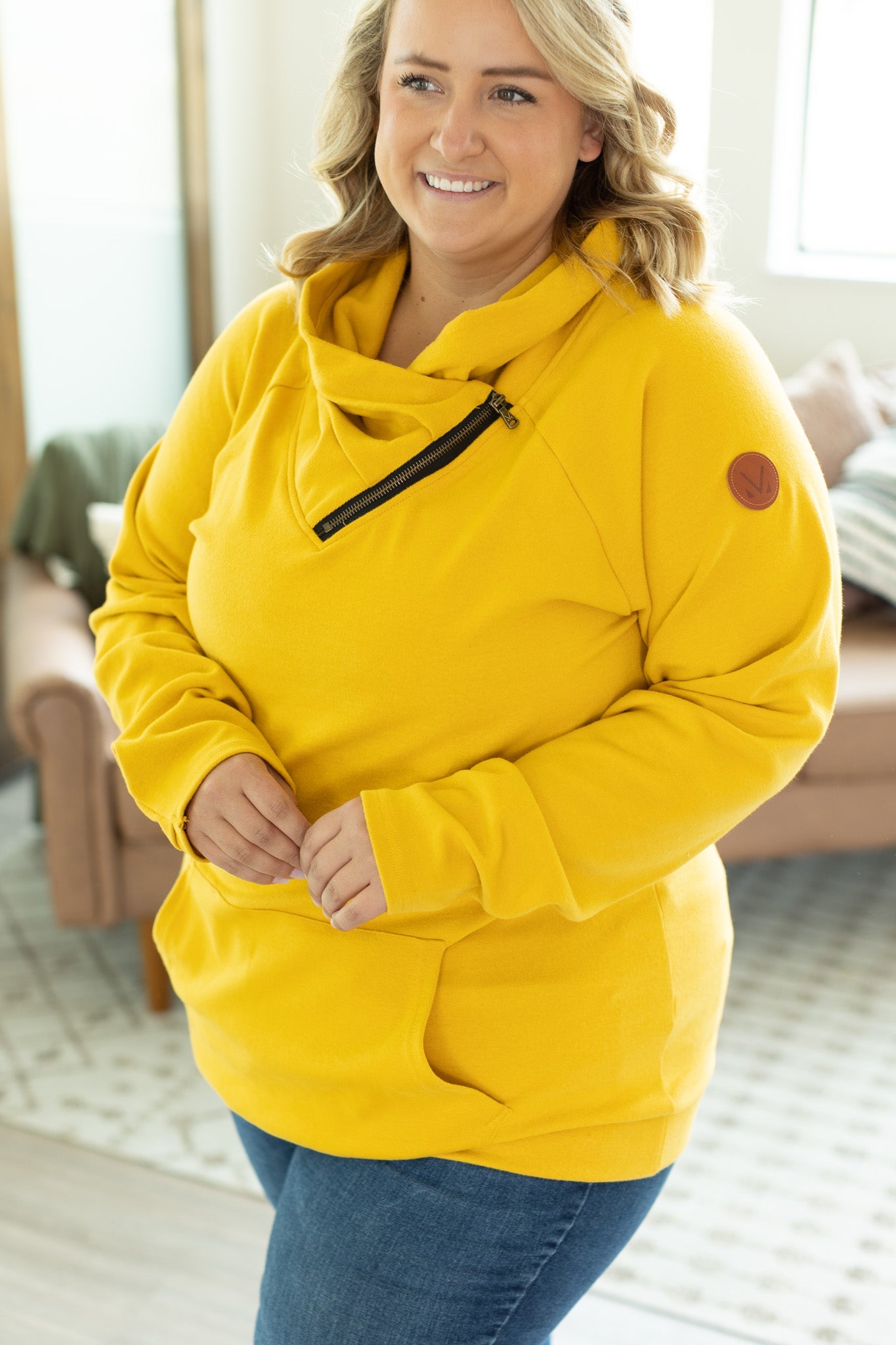 Classic Zoey ZipCowl Sweatshirt - Mustard | Women's Sweatshirt