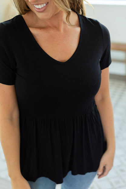 short sleeve black womens top