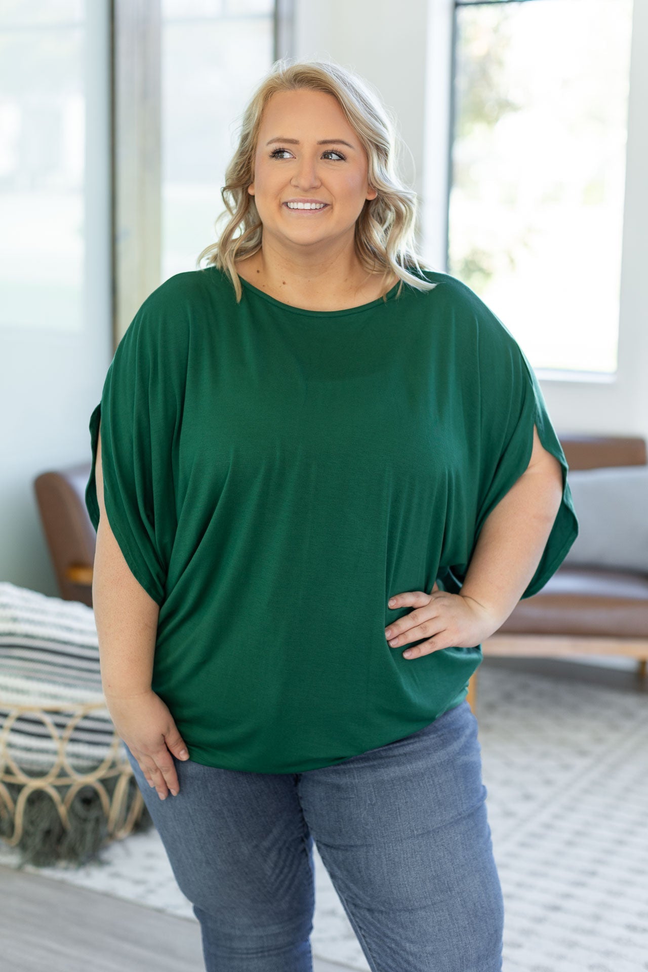 Darcy Dolman Top - Forest Green | Women's Flowy Top