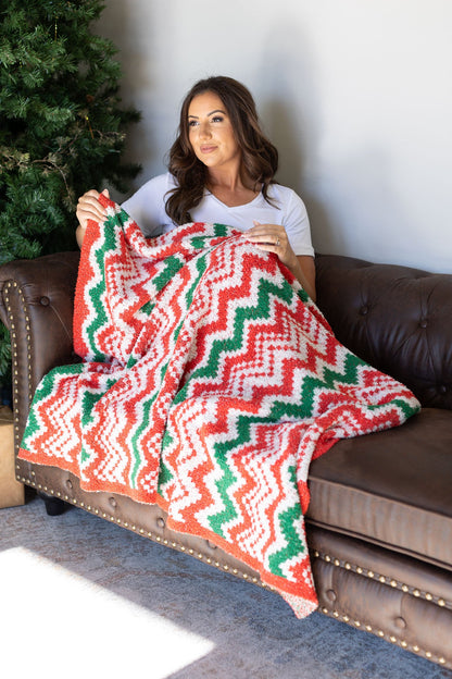 Plush and Fuzzy Blanket - Holiday Chevron