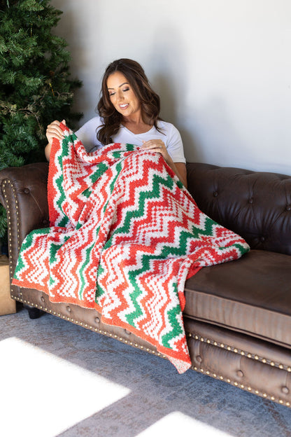 Plush and Fuzzy Blanket - Holiday Chevron