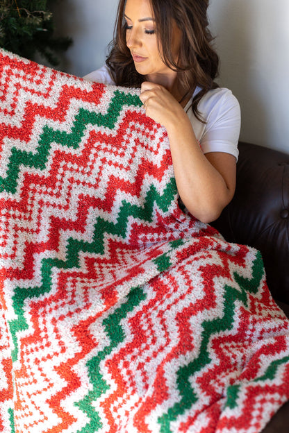 Plush and Fuzzy Blanket - Holiday Chevron