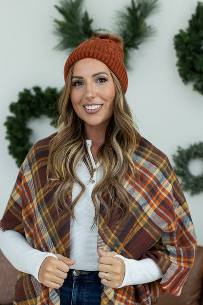 Bella Braid Beanie - Rust | Women's Knit Hat FINAL SALE