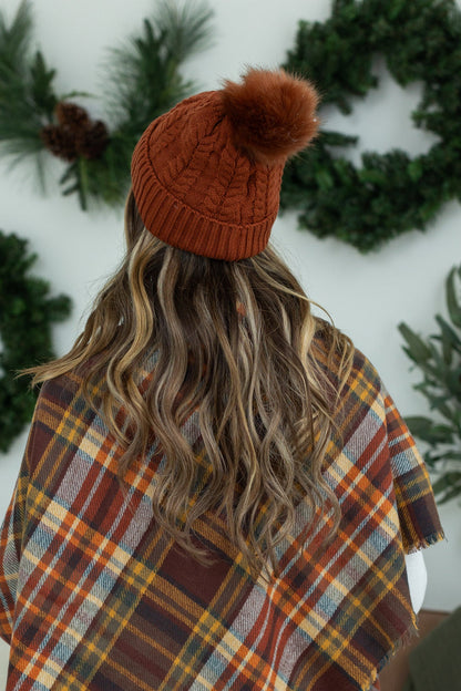 Bella Braid Beanie - Rust | Women's Knit Hat FINAL SALE