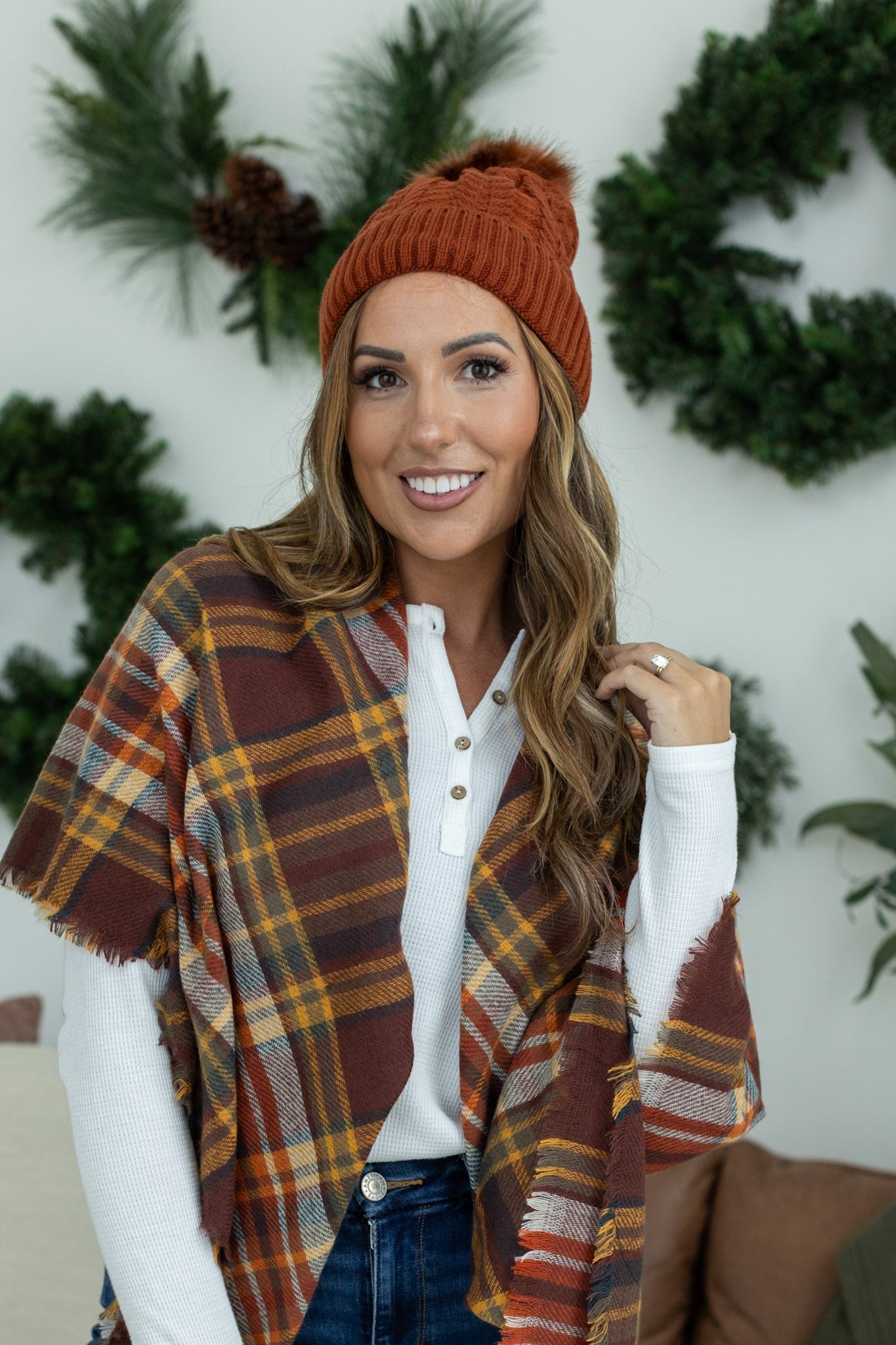 Bella Braid Beanie - Rust | Women's Knit Hat FINAL SALE