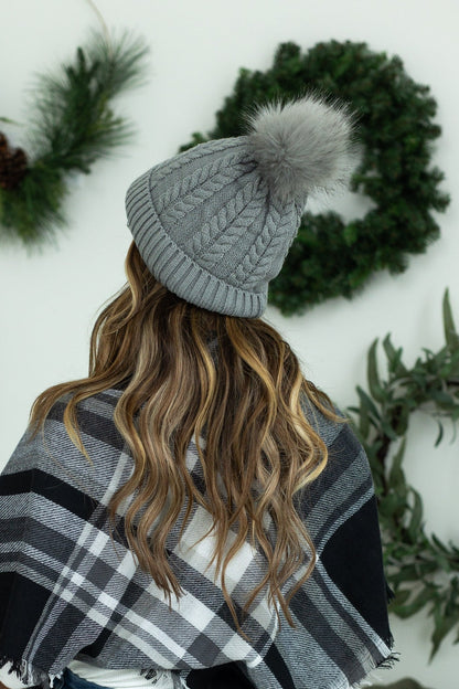 Bella Braid Beanie - Grey | Women's Knit Hat FINAL SALE