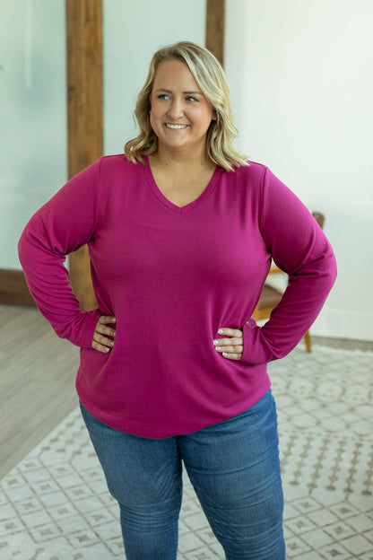 Leah Long Sleeve Top - Magenta | Women's Casual Top