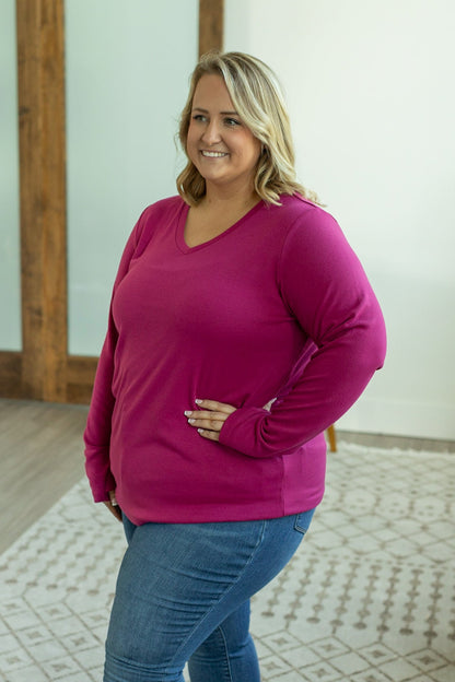 Leah Long Sleeve Top - Magenta | Women's Casual Top