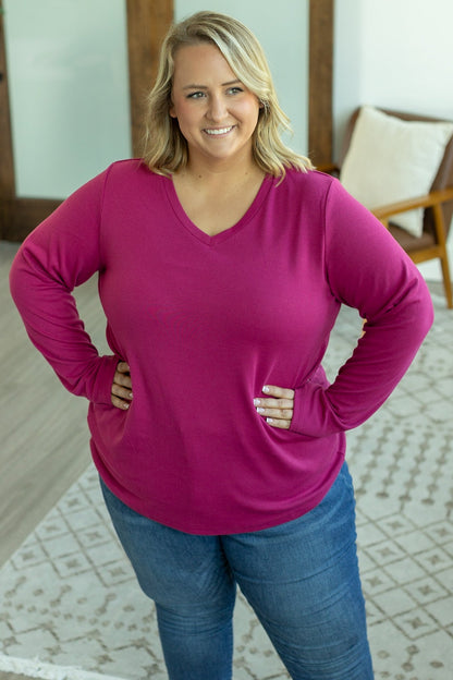 Leah Long Sleeve Top - Magenta | Women's Casual Top