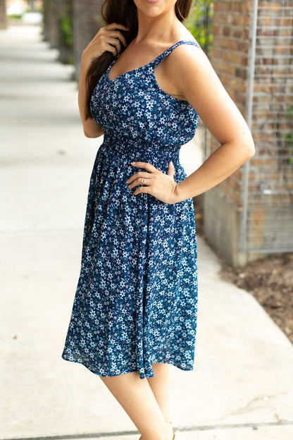 Cassidy Midi Dress - Blue Floral Mix | Summer Dress