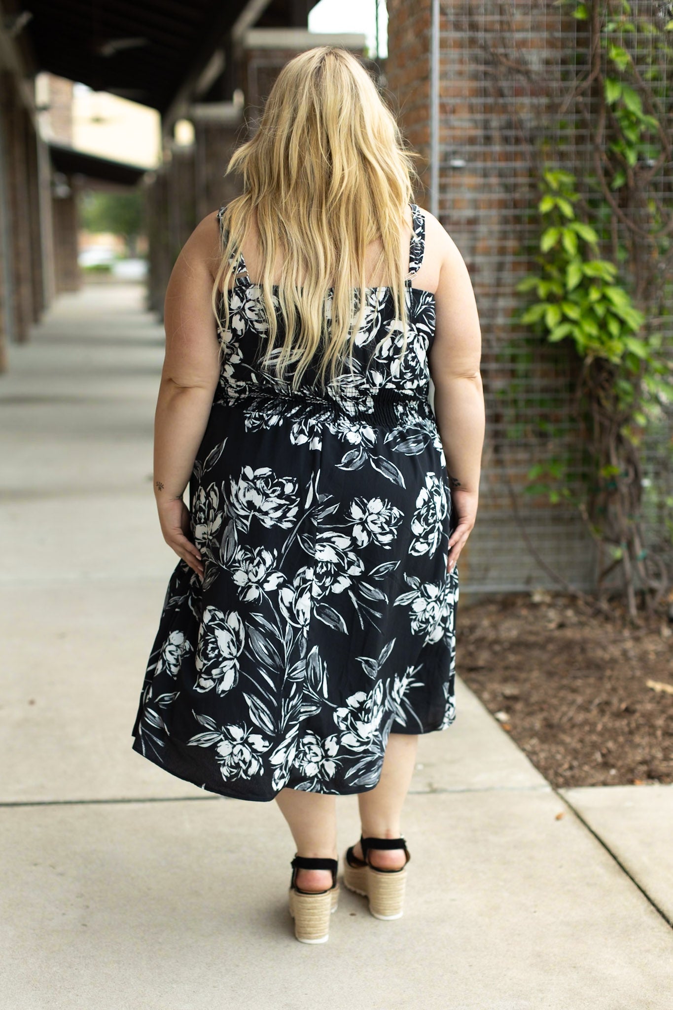 Cassidy Midi Dress - Black and White Floral | Women’s Dress