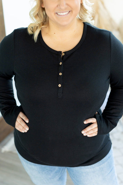 Harper Long Sleeve Henley - Black | Women's Cozy Shirt