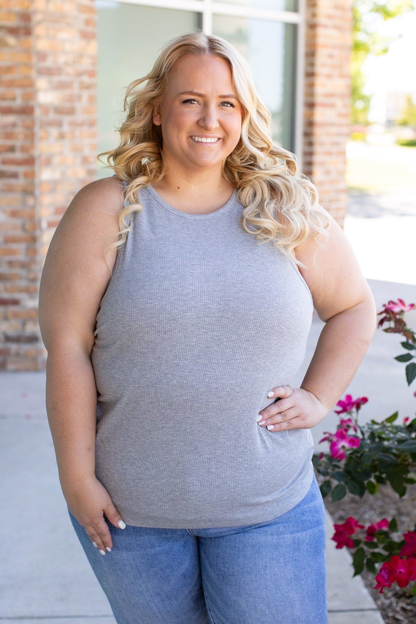 Tara Ribbed Tank - Grey | Women's Tank Top