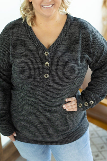 Brittney Button Sweater - Charcoal | Women's Long Sleeve