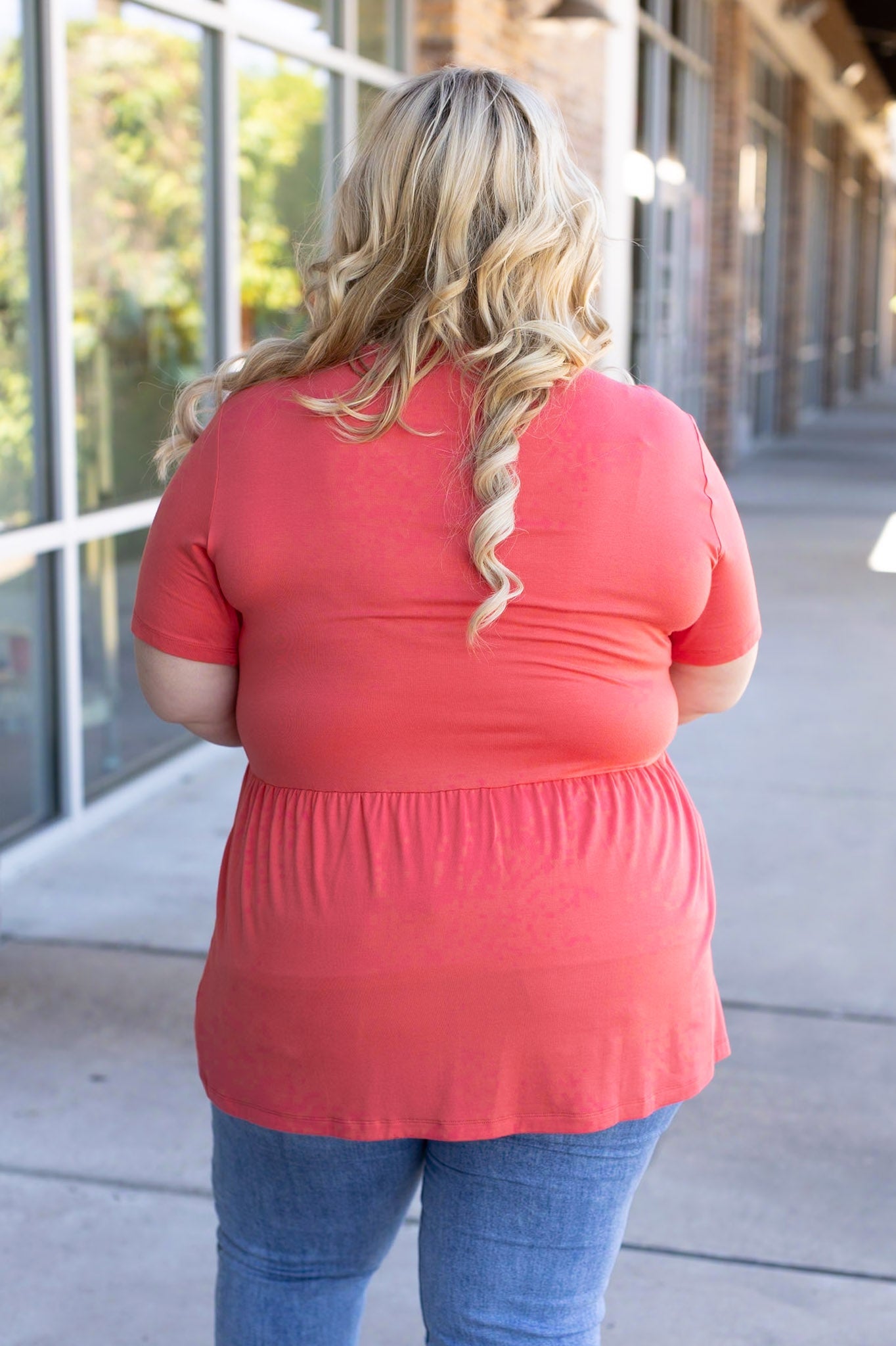 Sarah Ruffle Short Sleeve - Deep Coral | Women's Top