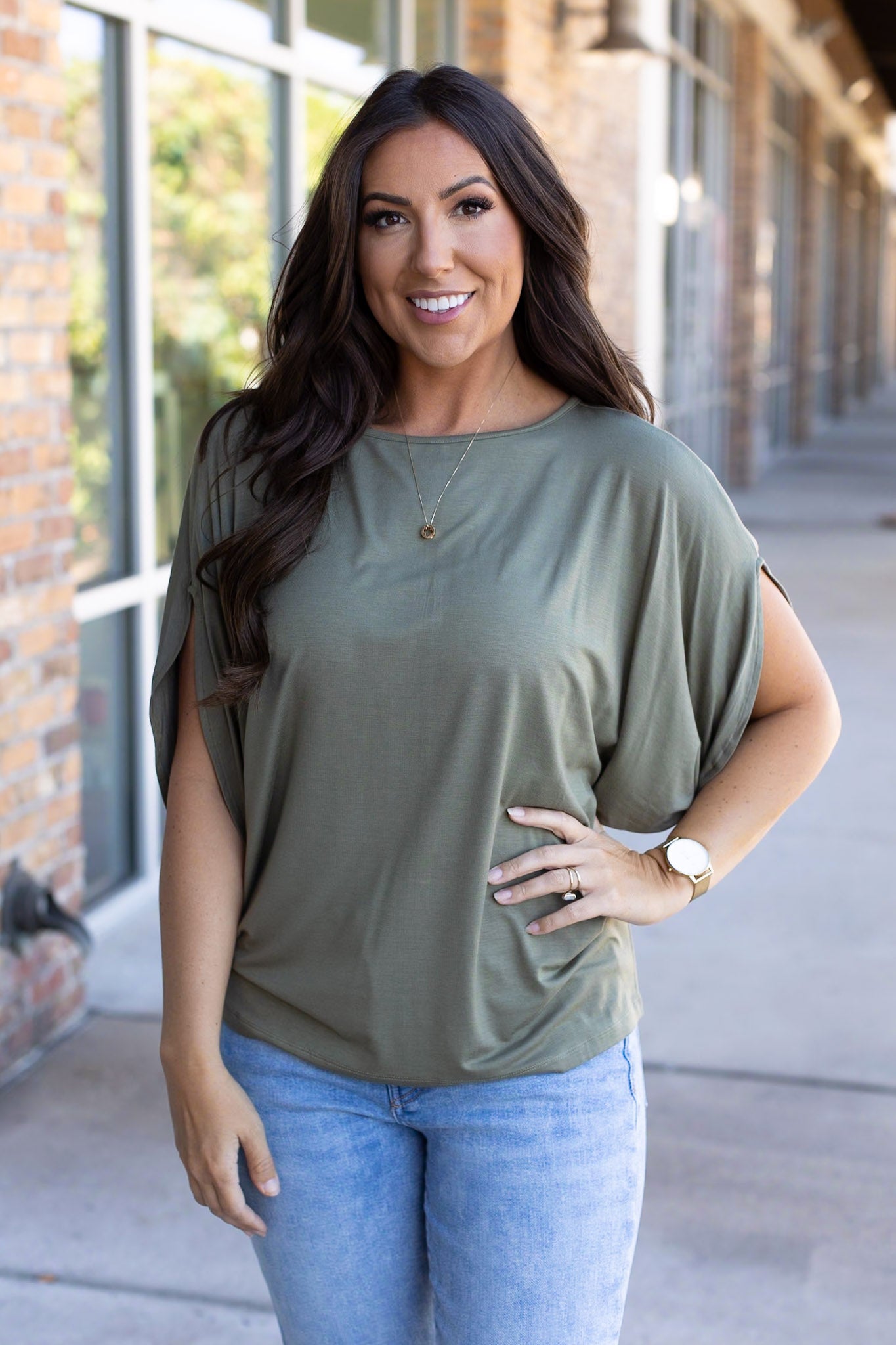 Darcy Dolman - Olive | Women's Flowy Top