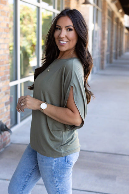 Darcy Dolman - Olive | Women's Flowy Top