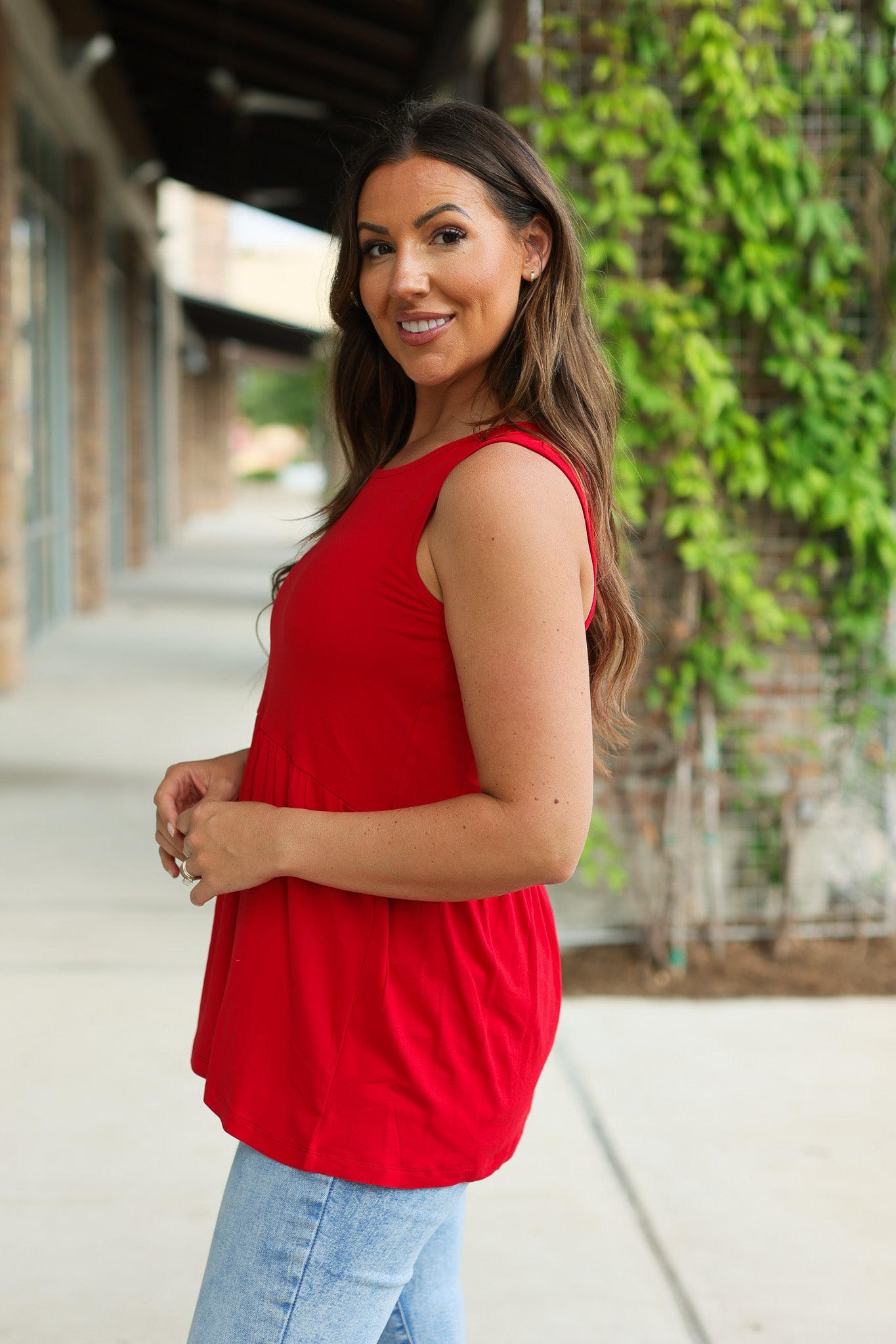 Renee Ruffle Tank - Red | Women's Sleeveless Top