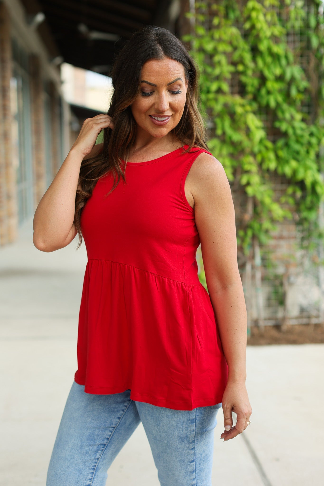 Renee Ruffle Tank - Red | Women's Sleeveless Top