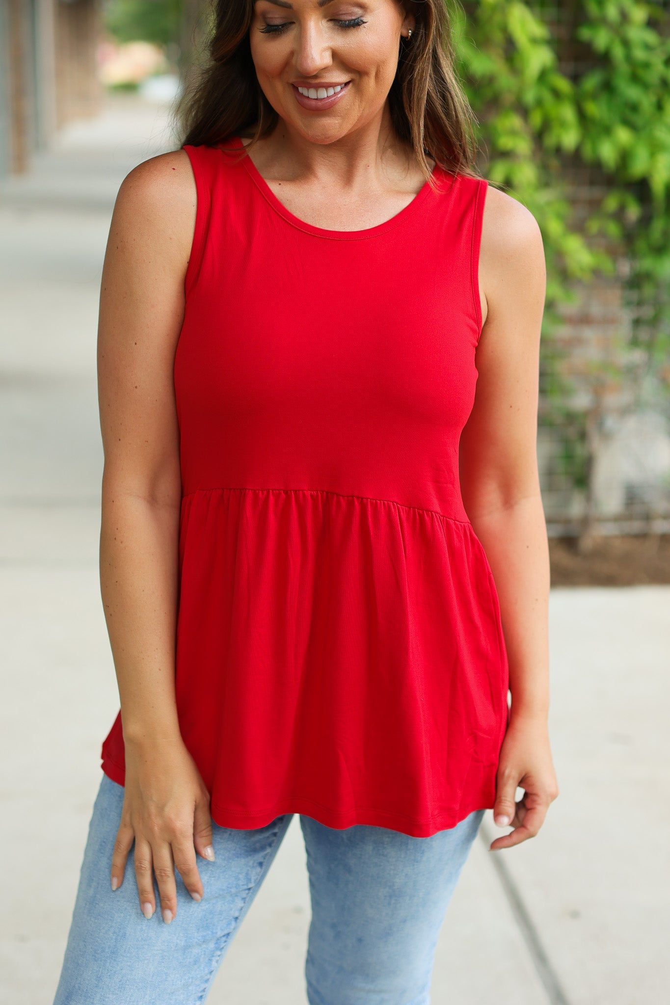 Renee Ruffle Tank - Red | Women's Sleeveless Top