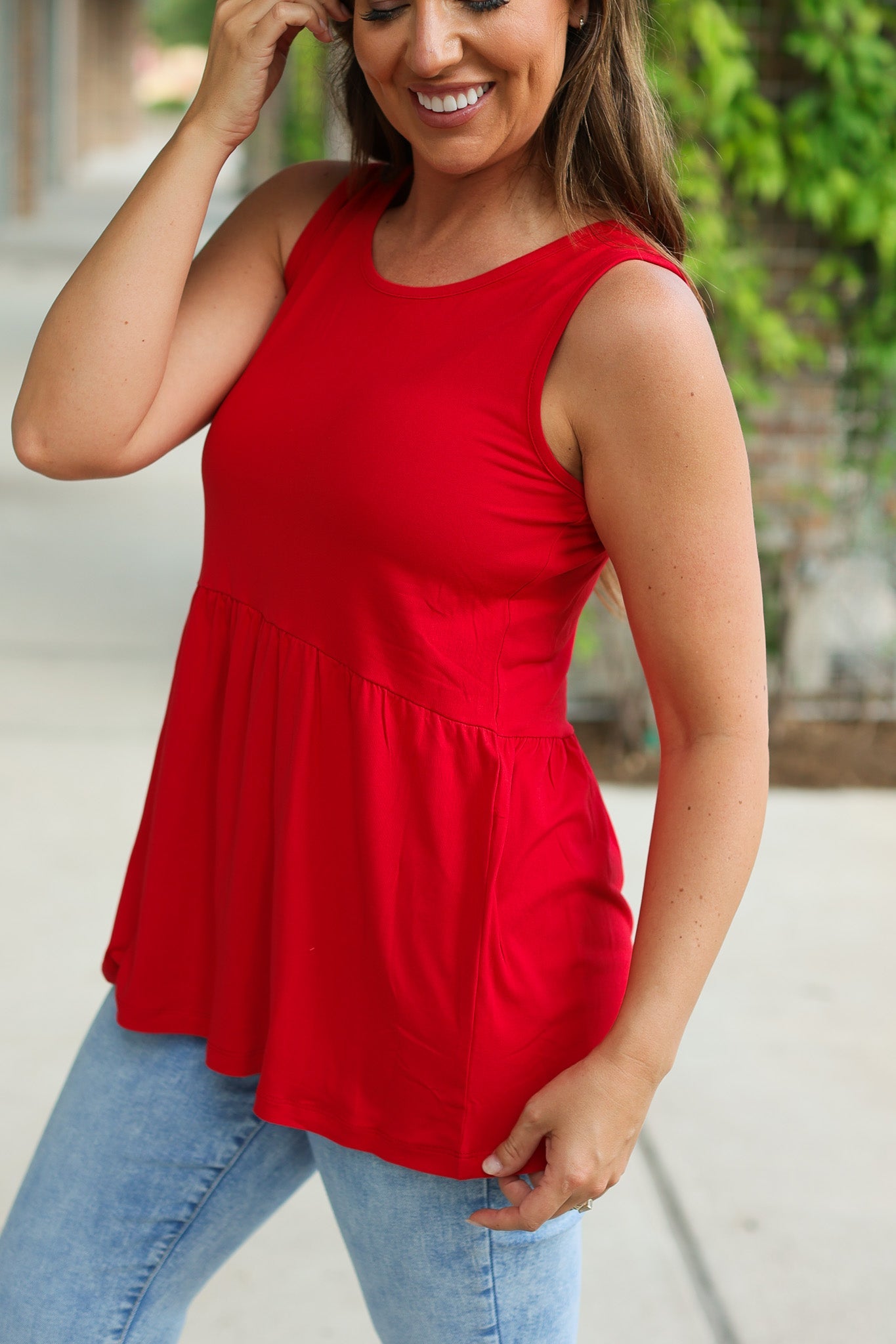 Renee Ruffle Tank - Red | Women's Sleeveless Top