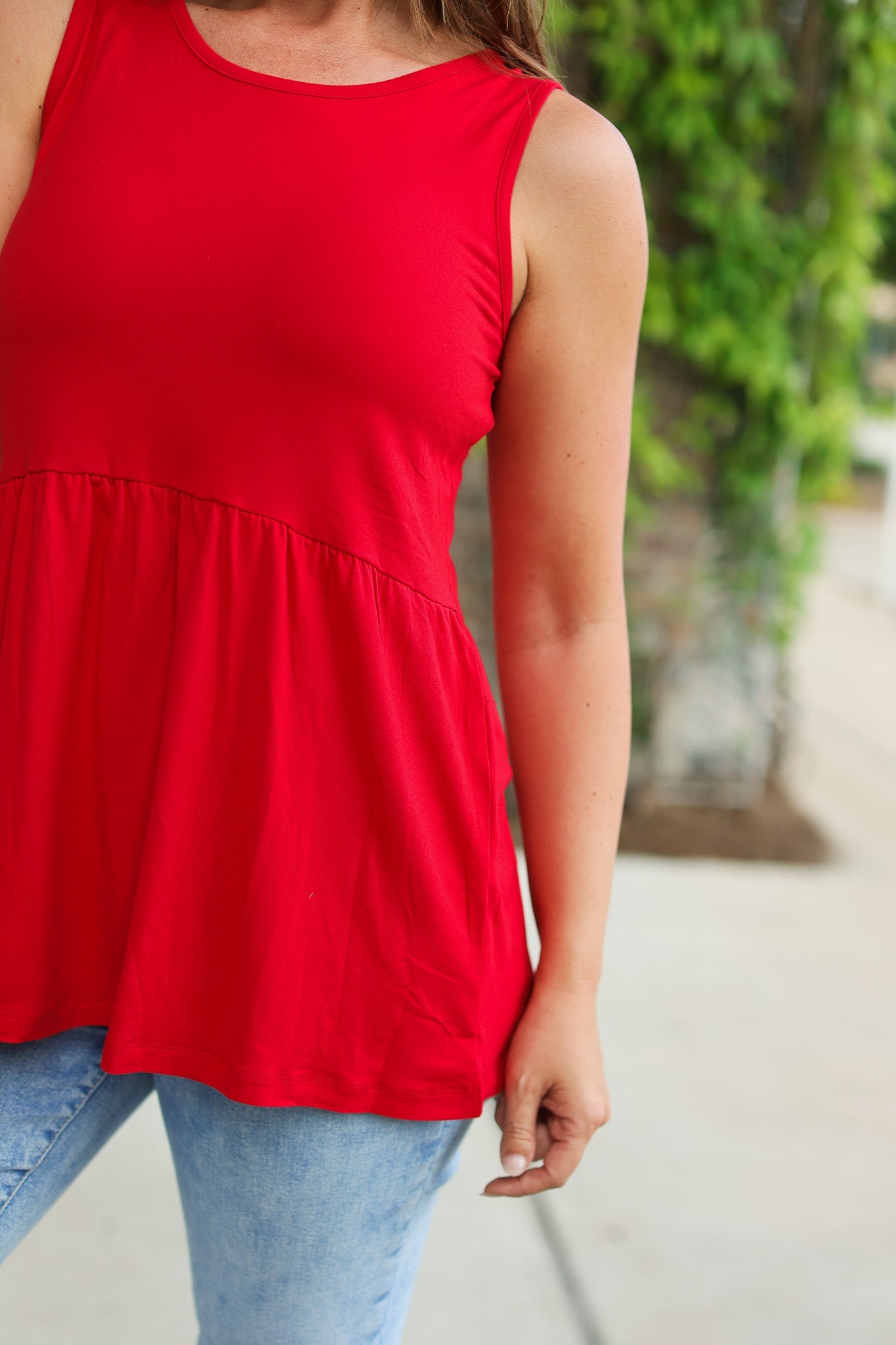 Renee Ruffle Tank - Red | Women's Sleeveless Top