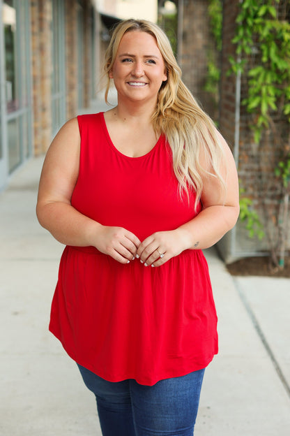 Renee Ruffle Tank - Red | Women's Sleeveless Top