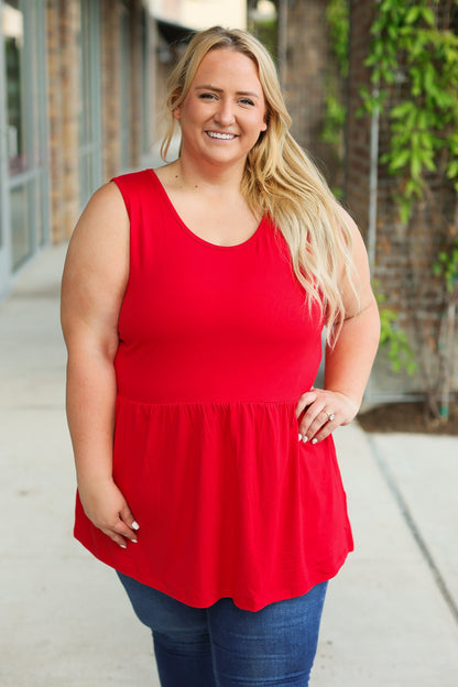 Renee Ruffle Tank - Red | Women's Sleeveless Top