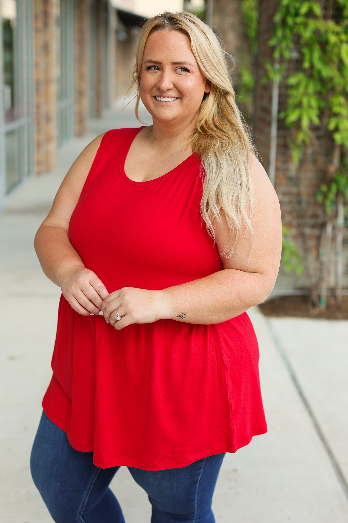 Renee Ruffle Tank - Red | Women's Sleeveless Top