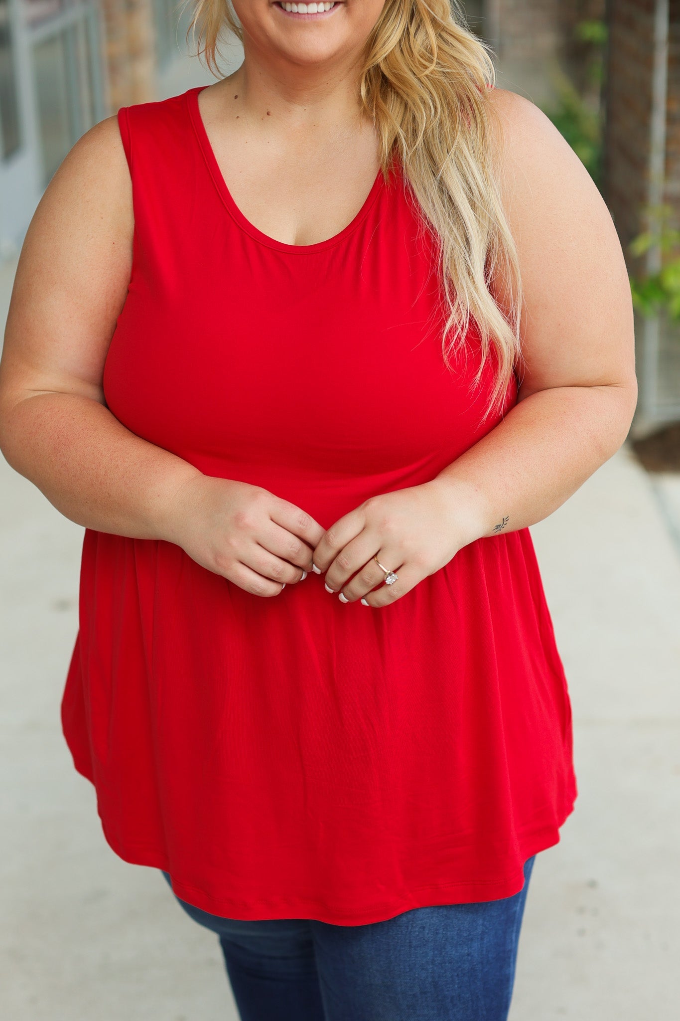 Renee Ruffle Tank - Red | Women's Sleeveless Top