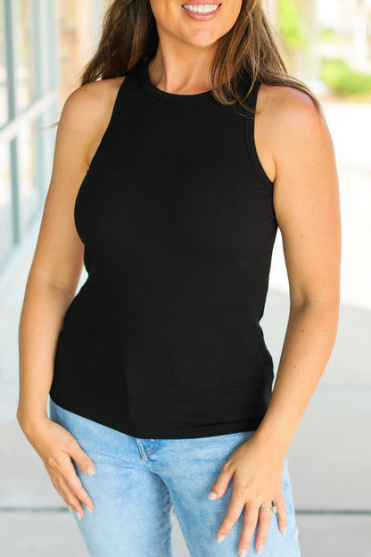 Tara Ribbed Tank - Black | Women's Tank Top