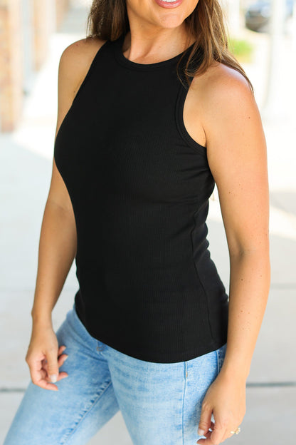 Tara Ribbed Tank - Black | Women's Tank Top