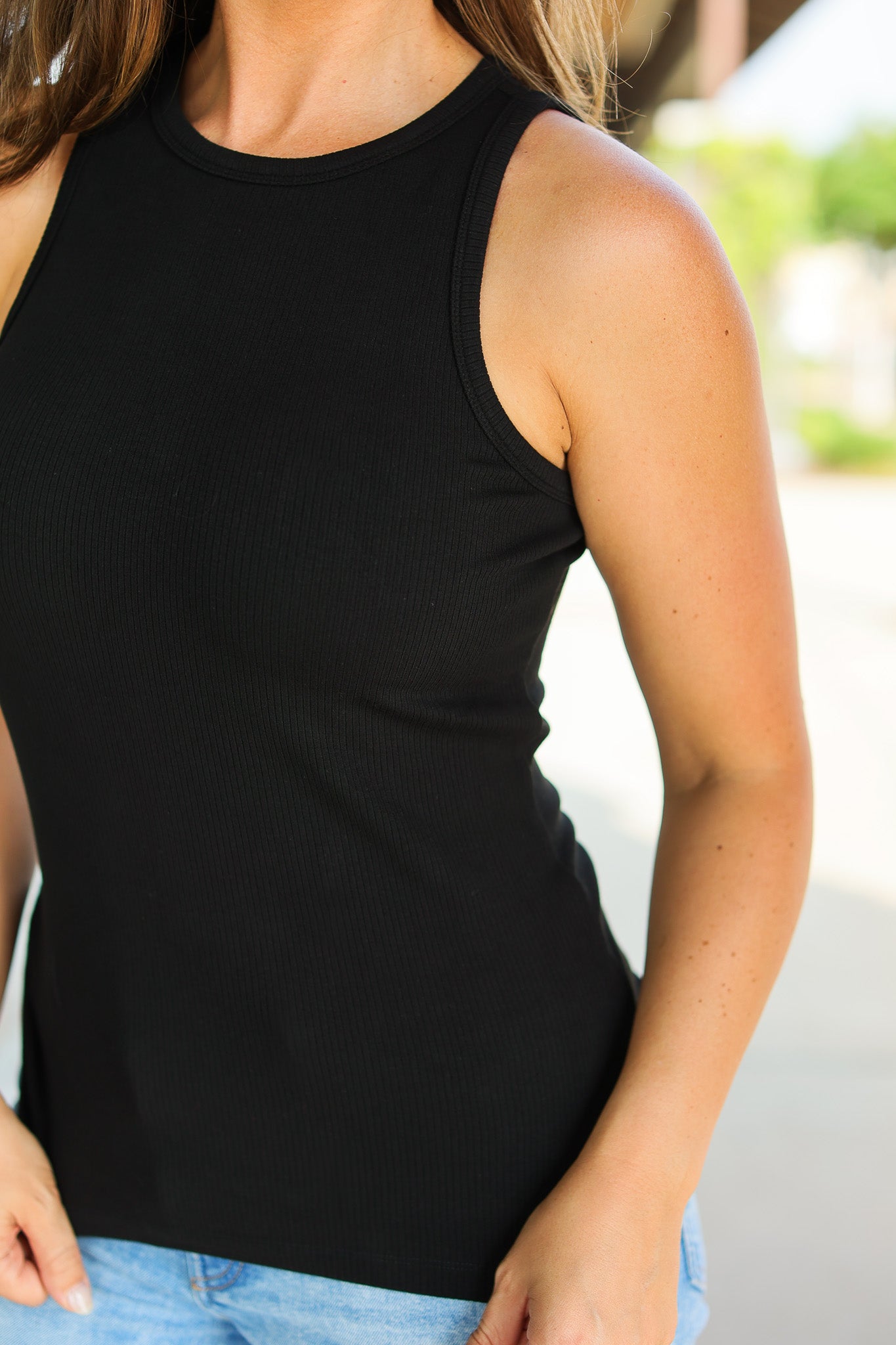 Tara Ribbed Tank - Black | Women's Tank Top