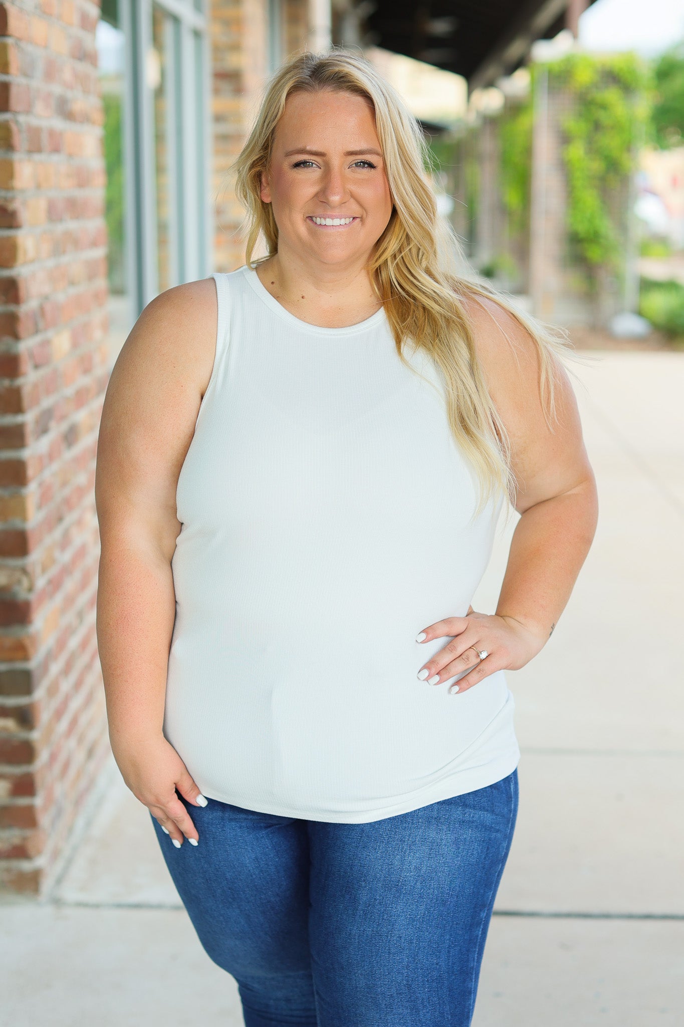 Tara Ribbed Tank - White | Women's Tank Top