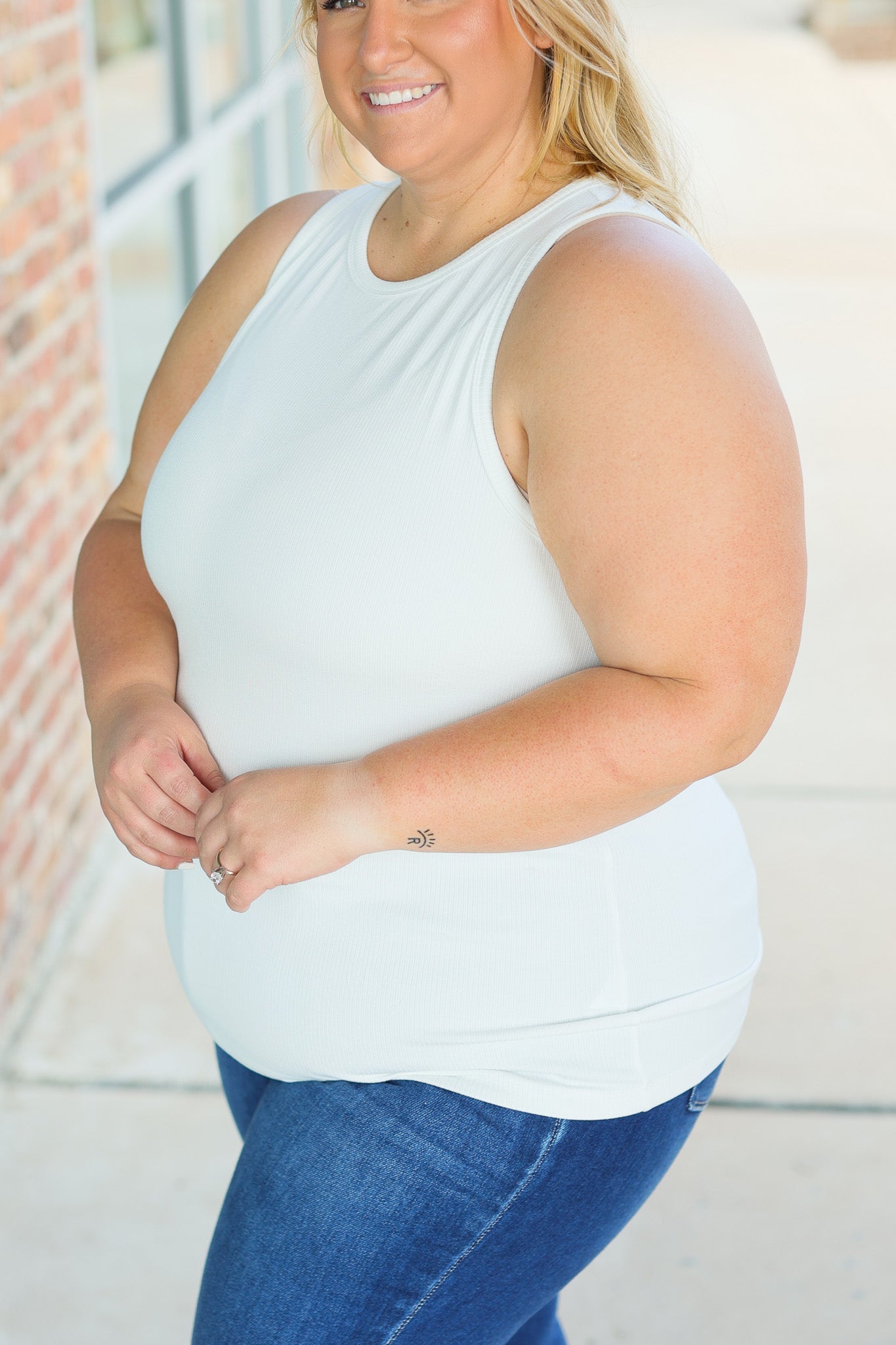 Tara Ribbed Tank - White | Women's Tank Top