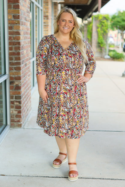 Taylor Dress - Mocha Floral | Women's Dress