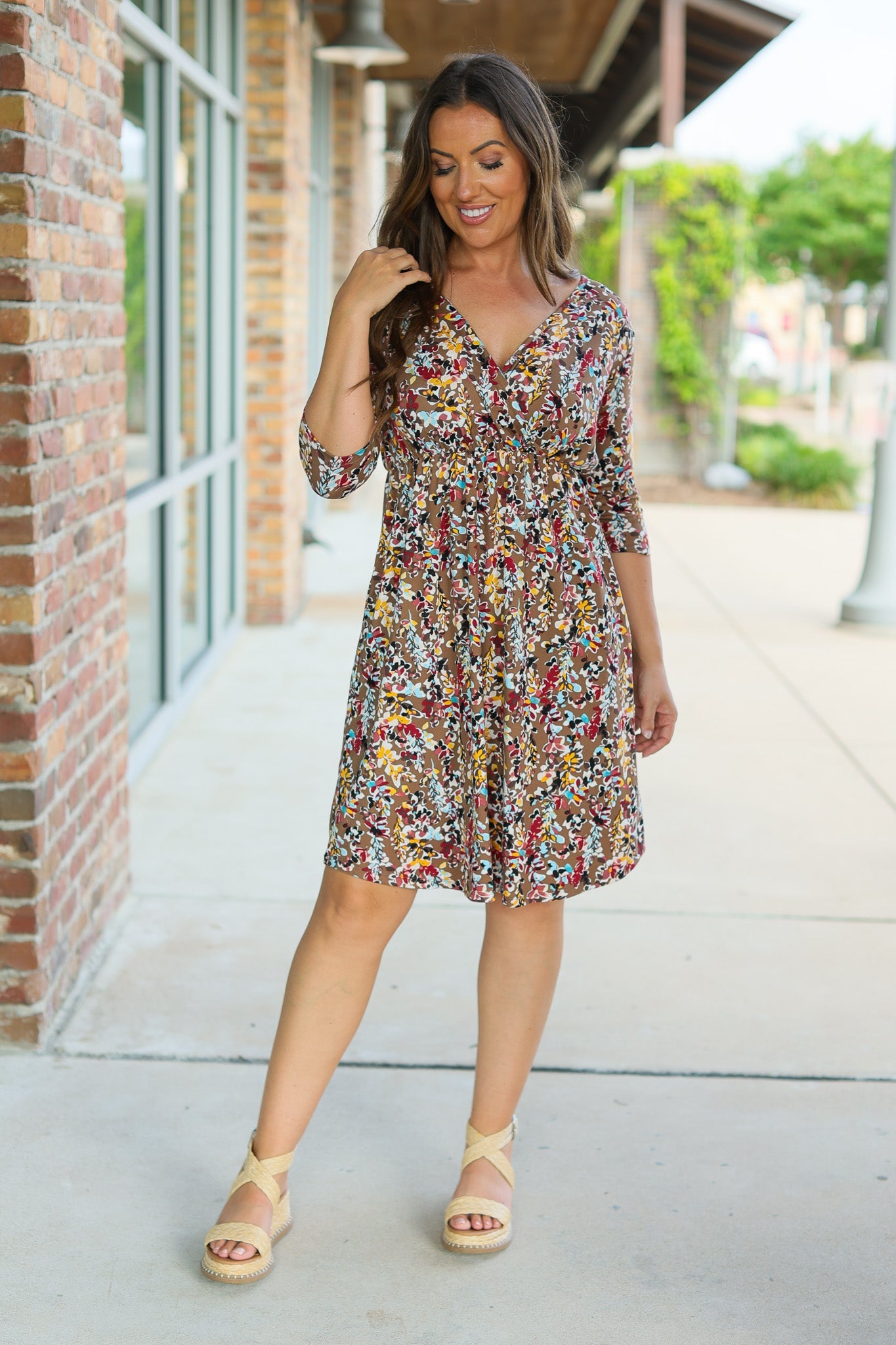 Taylor Dress - Mocha Floral | Women's Dress