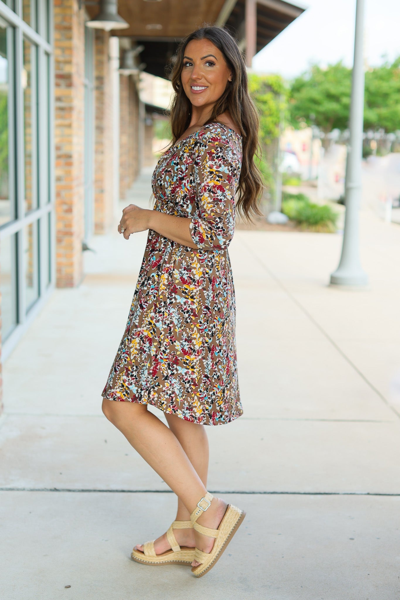 Taylor Dress - Mocha Floral | Women's Dress