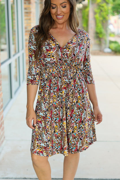 Taylor Dress - Mocha Floral | Women's Dress