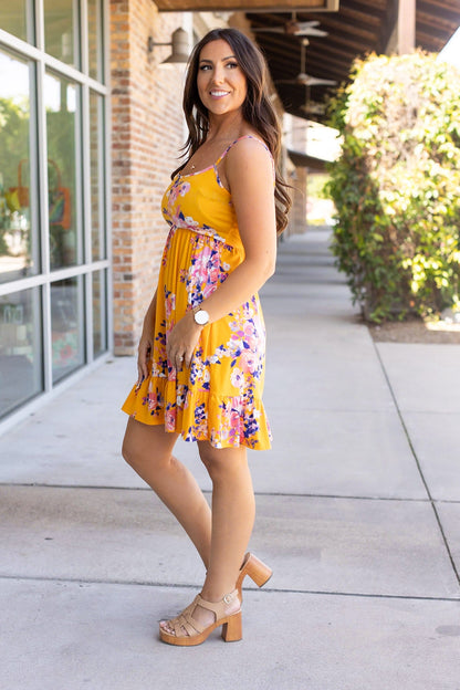 Rory Ruffle Dress - Golden Floral FINAL SALE