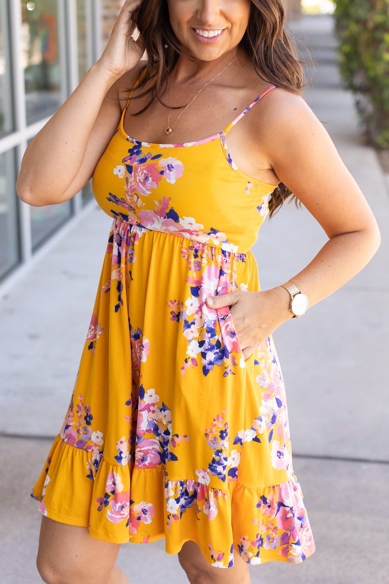 Rory Ruffle Dress - Golden Floral FINAL SALE