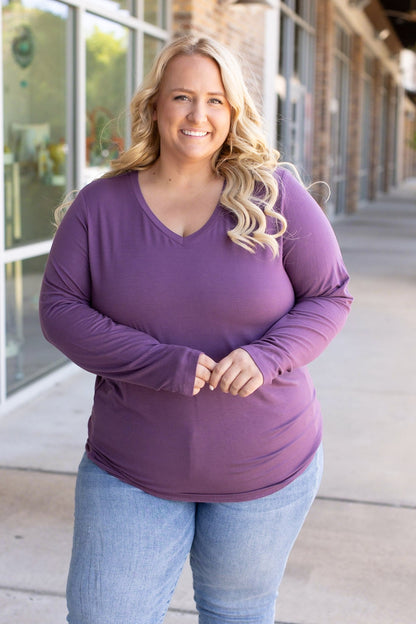 Larissa Long Sleeve - Purple | Women's V-Neck Top