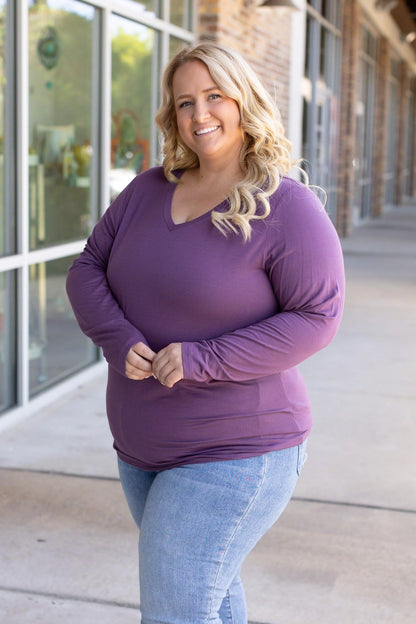 Larissa Long Sleeve - Purple | Women's V-Neck Top