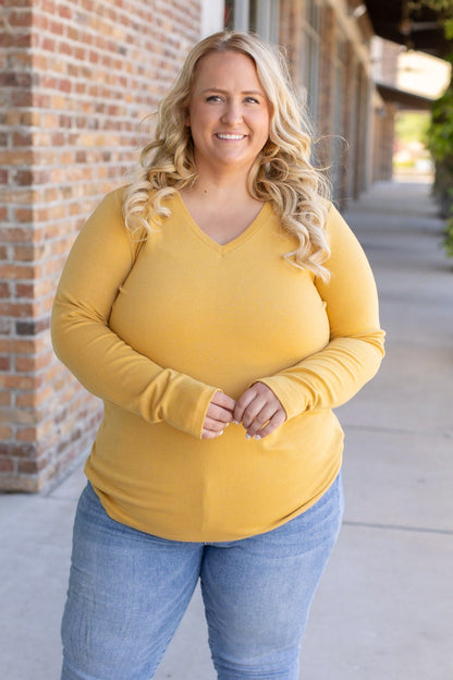 Leah Long Sleeve Top - Mustard | Women's Casual Top